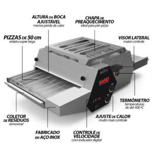ASADOR A GAS CON BANDEJA PARA PIZZAS DE 50CM