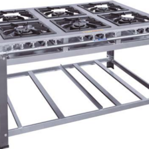 ESTUFA INDUSTRIAL 6 QUEMADORES DOBLES CON PARRILLA DE 40X40