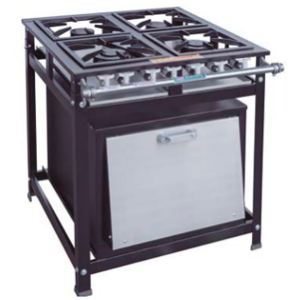 ESTUFA INDUSTRIAL 4 QUEMADORES DOBLE 40X40 MARCO DE 9CM CON HORNO